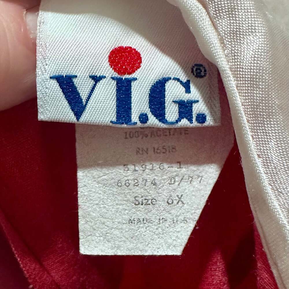 Vintage Girls Red Velvet Dress with White Lace Collar, Sz 6X - Picture 7 of 8